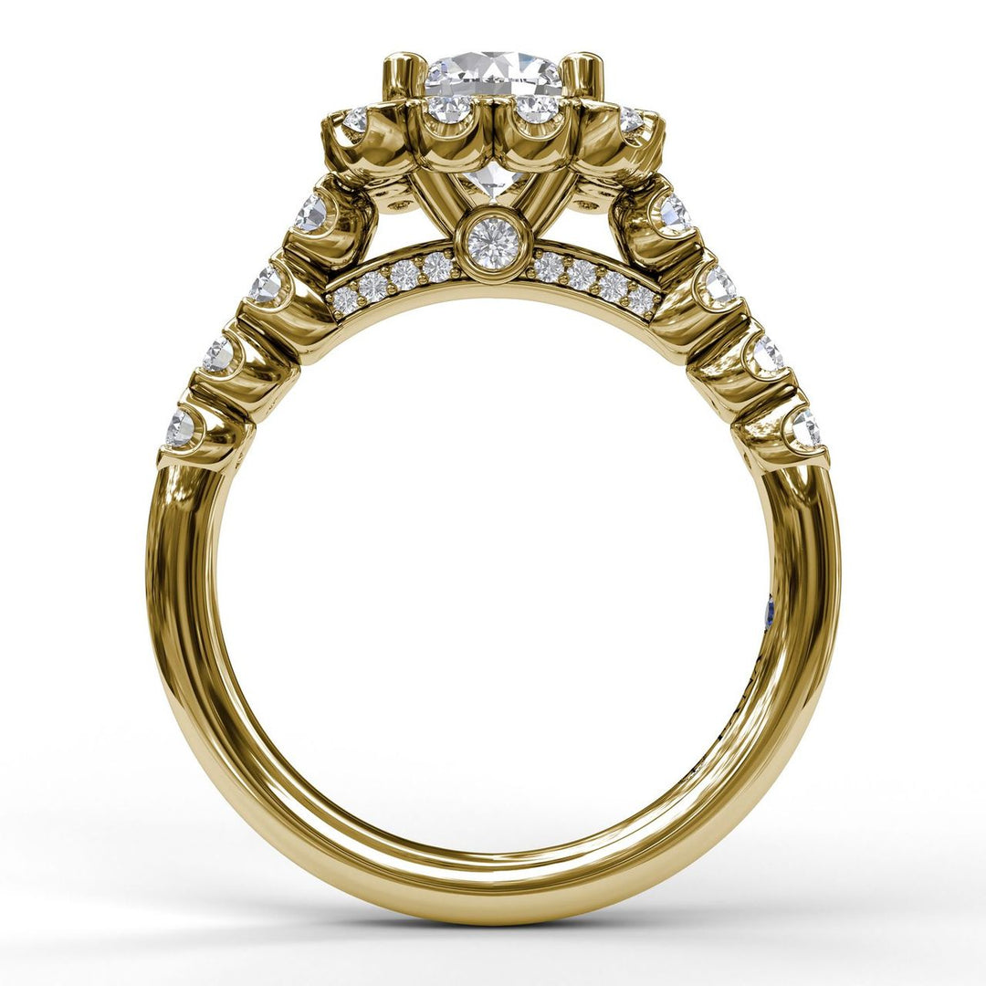 Chunky Cushion Halo Engagement Ring
