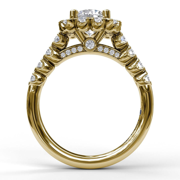 Chunky Cushion Halo Engagement Ring