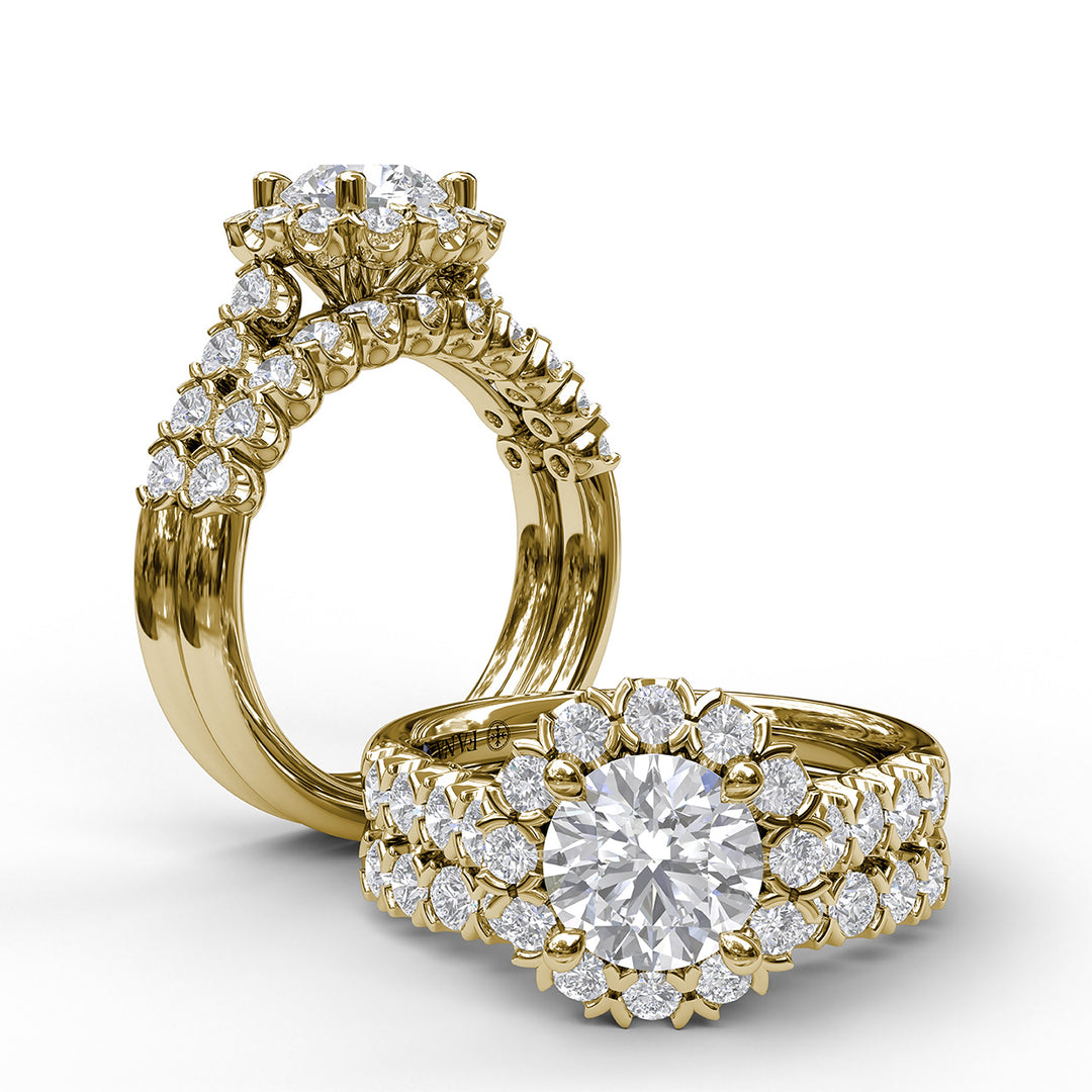 Sparkling Diamond Halo Engagement Ring