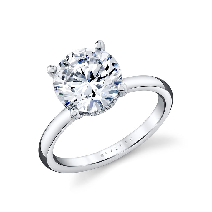 Round Cut Solitaire Hidden Halo Engagement Ring - Feyre