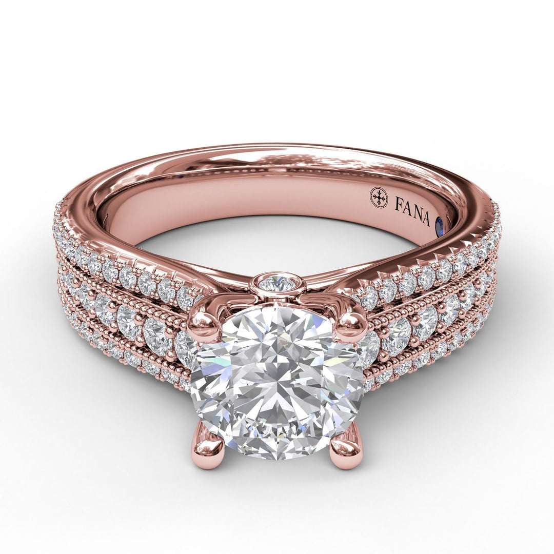 Three Row Stepped Engagement Ring