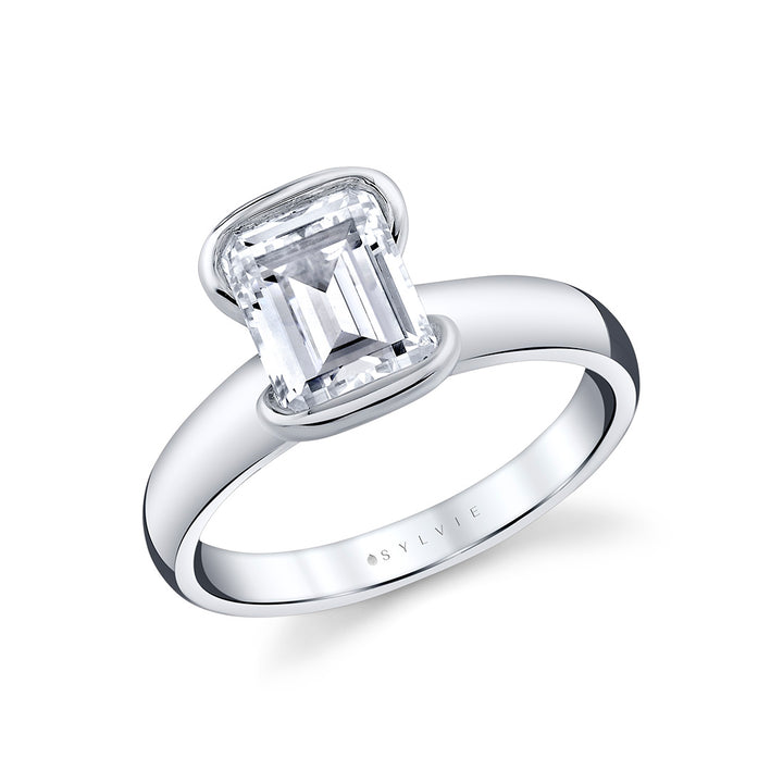 Shell Auranova Sirena Half Bezel Solitaire Engagement Ring - Aureline