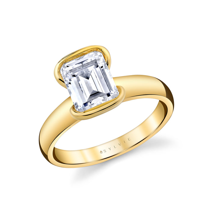 Shell Auranova Sirena Half Bezel Solitaire Engagement Ring - Aureline