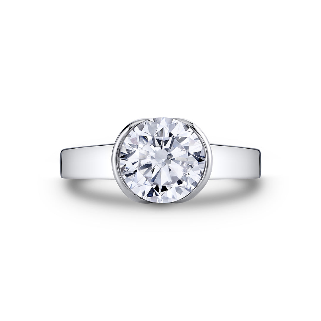 Shell Auranova Vista Half Bezel Solitaire Engagement Ring - Jaci