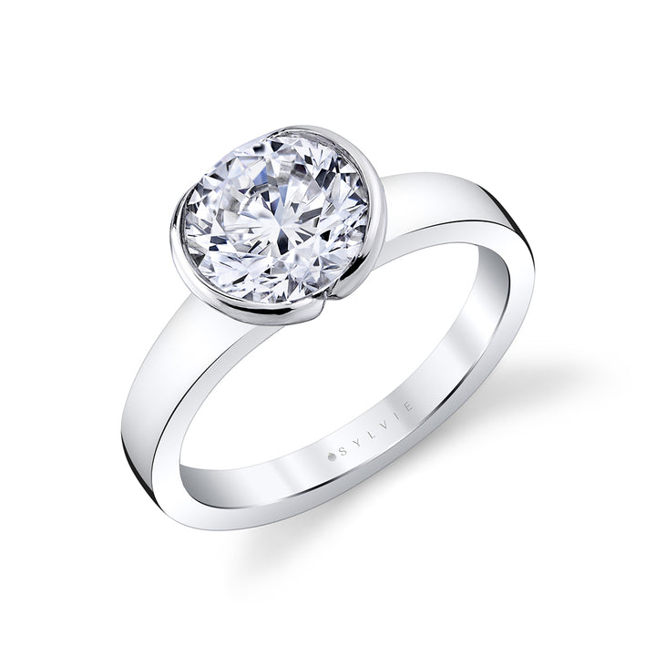 Shell Auranova Vista Half Bezel Solitaire Engagement Ring - Jaci