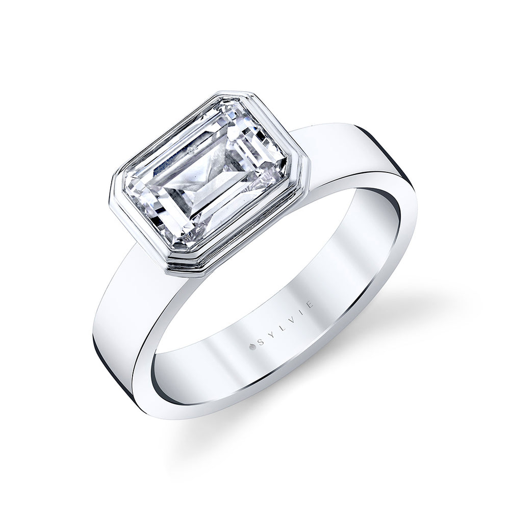 Auravie Flat Edge Bezel Solitaire Engagement Ring - Pippa