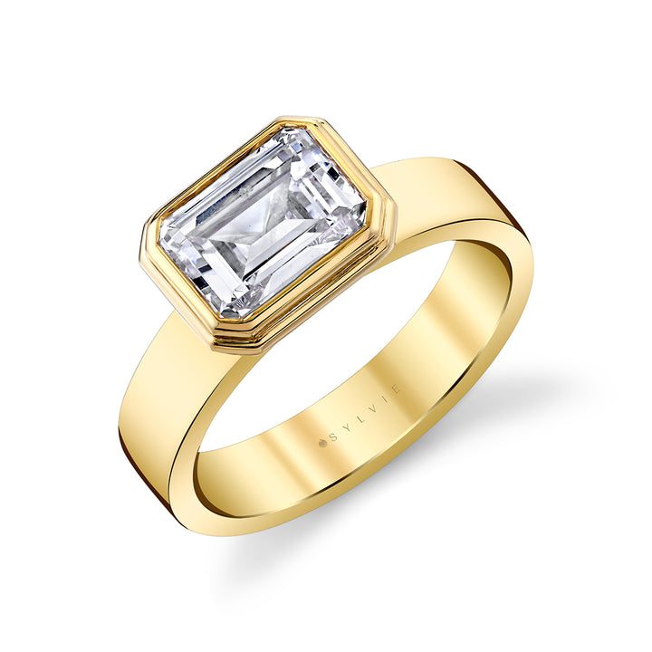 Auravie Flat Edge Bezel Solitaire Engagement Ring - Pippa