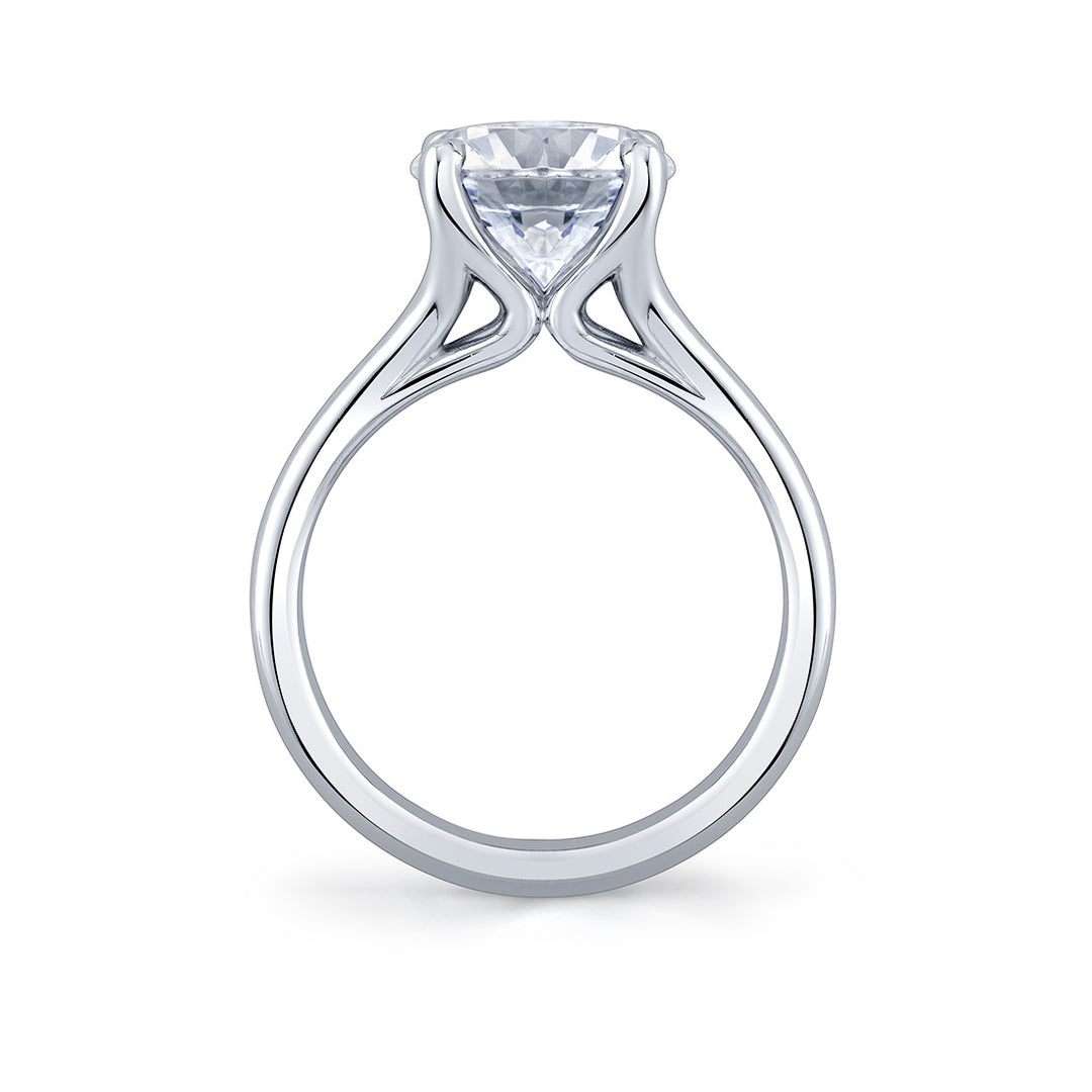 Round Cut Double Band Solitaire Engagement Ring - Remi