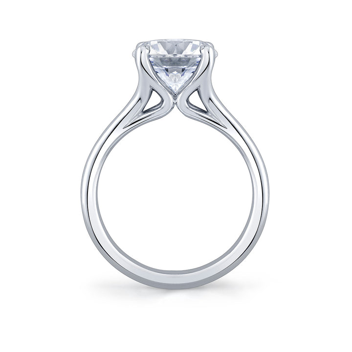 Round Cut Double Band Solitaire Engagement Ring - Remi