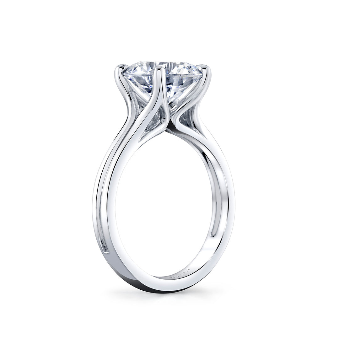 Round Cut Double Band Solitaire Engagement Ring - Remi