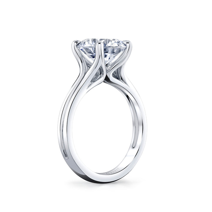 Round Cut Double Band Solitaire Engagement Ring - Remi
