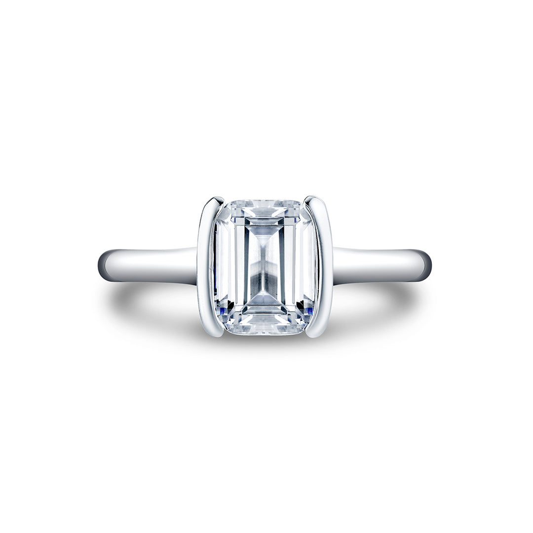 Shell Auranova Half Bezel Solitaire Engagement Ring - Delani