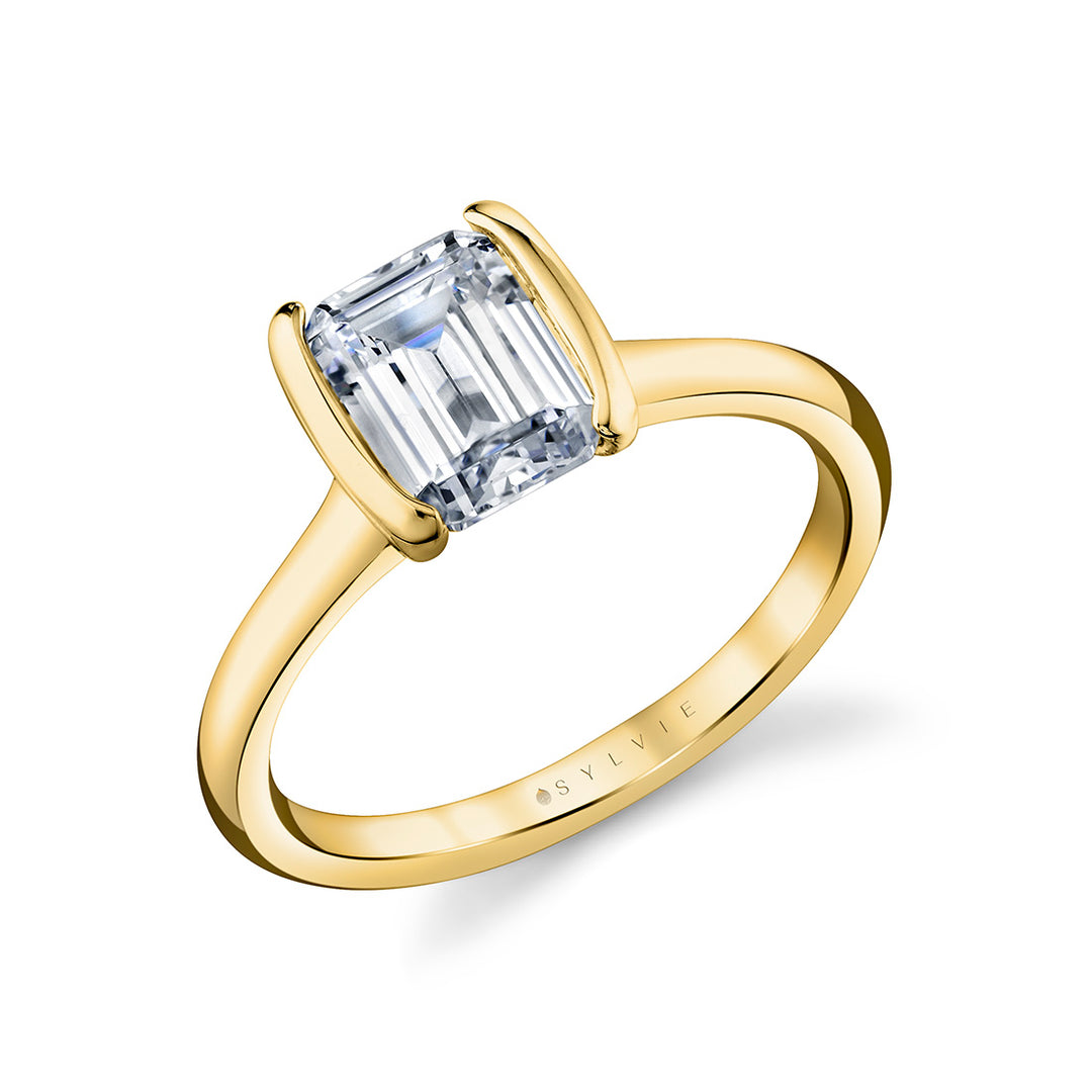 Shell Auranova Half Bezel Solitaire Engagement Ring - Delani