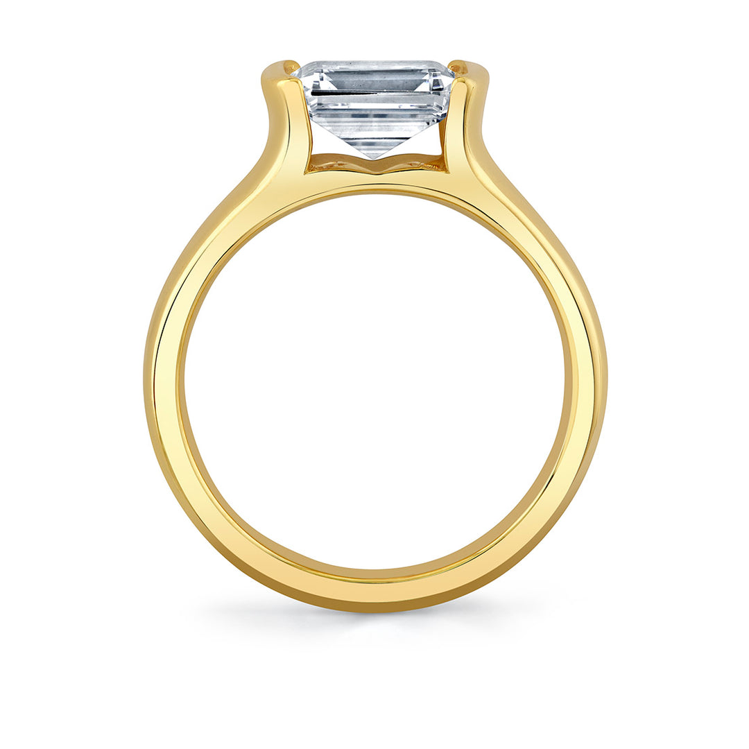 Shell Auranova East to West Half Bezel Solitaire Engagement Ring - Hollyn