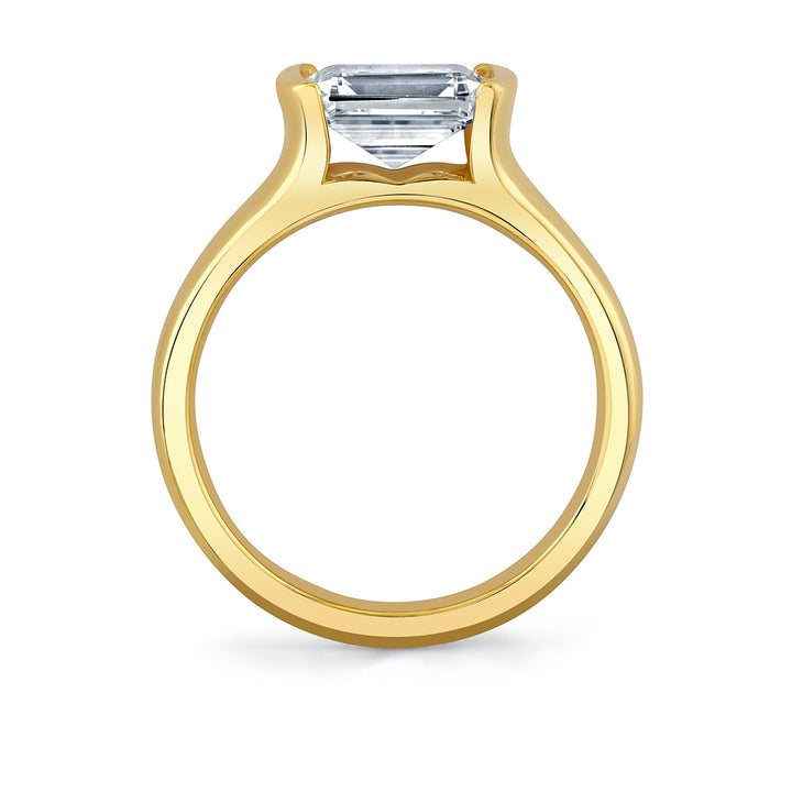 Shell Auranova East to West Half Bezel Solitaire Engagement Ring - Hollyn