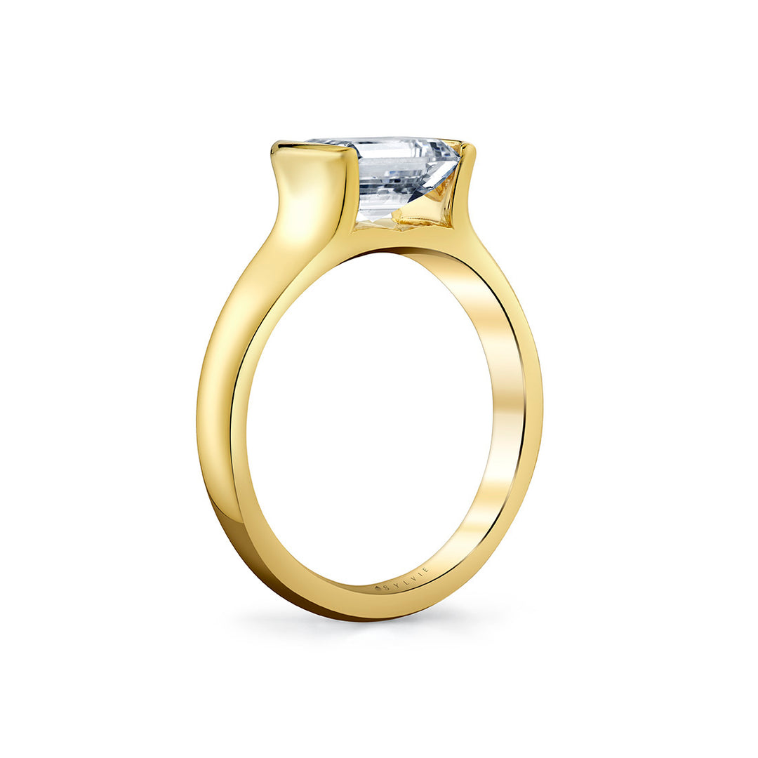 Shell Auranova East to West Half Bezel Solitaire Engagement Ring - Hollyn