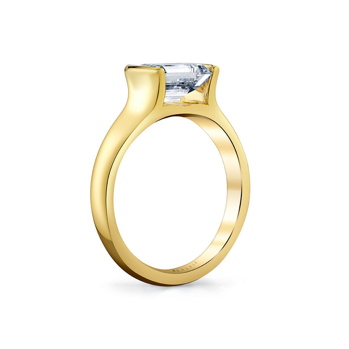 Shell Auranova East to West Half Bezel Solitaire Engagement Ring - Hollyn