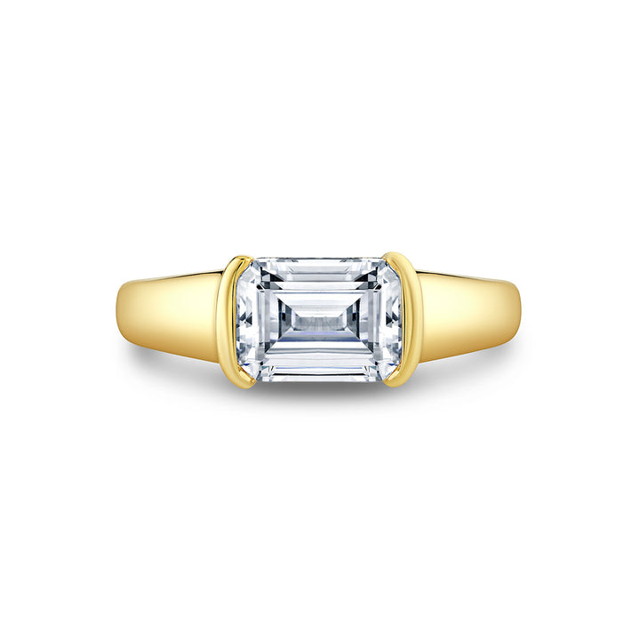 Shell Auranova East to West Half Bezel Solitaire Engagement Ring - Hollyn