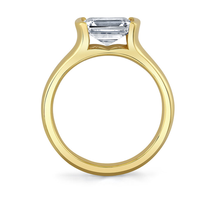 Shell Auranova East to West Half Bezel Solitaire Engagement Ring - Hollyn