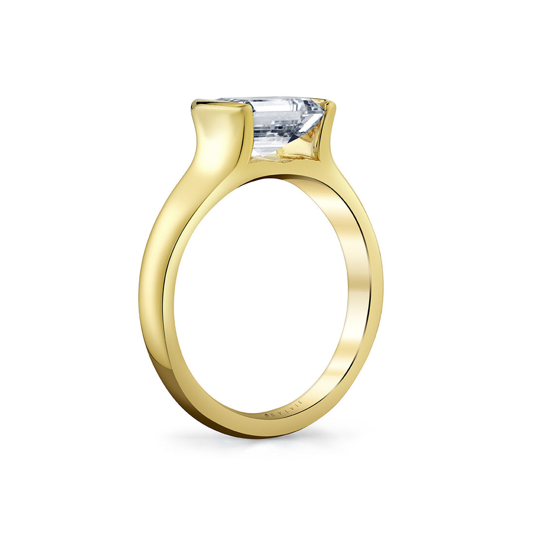 Shell Auranova East to West Half Bezel Solitaire Engagement Ring - Hollyn