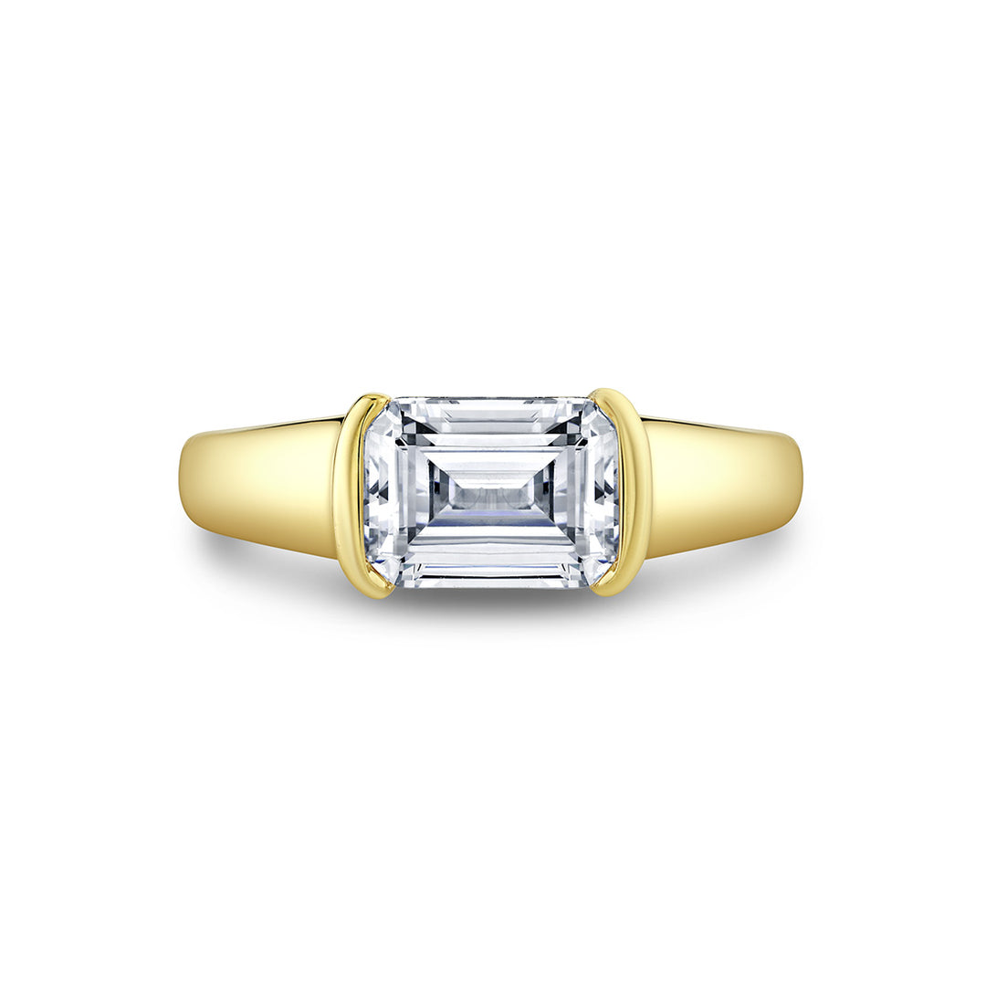 Shell Auranova East to West Half Bezel Solitaire Engagement Ring - Hollyn