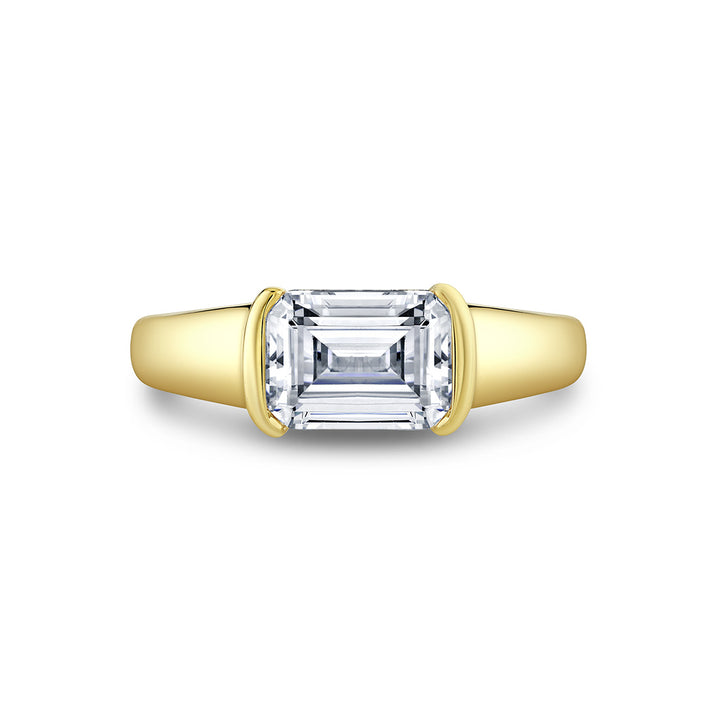 Shell Auranova East to West Half Bezel Solitaire Engagement Ring - Hollyn