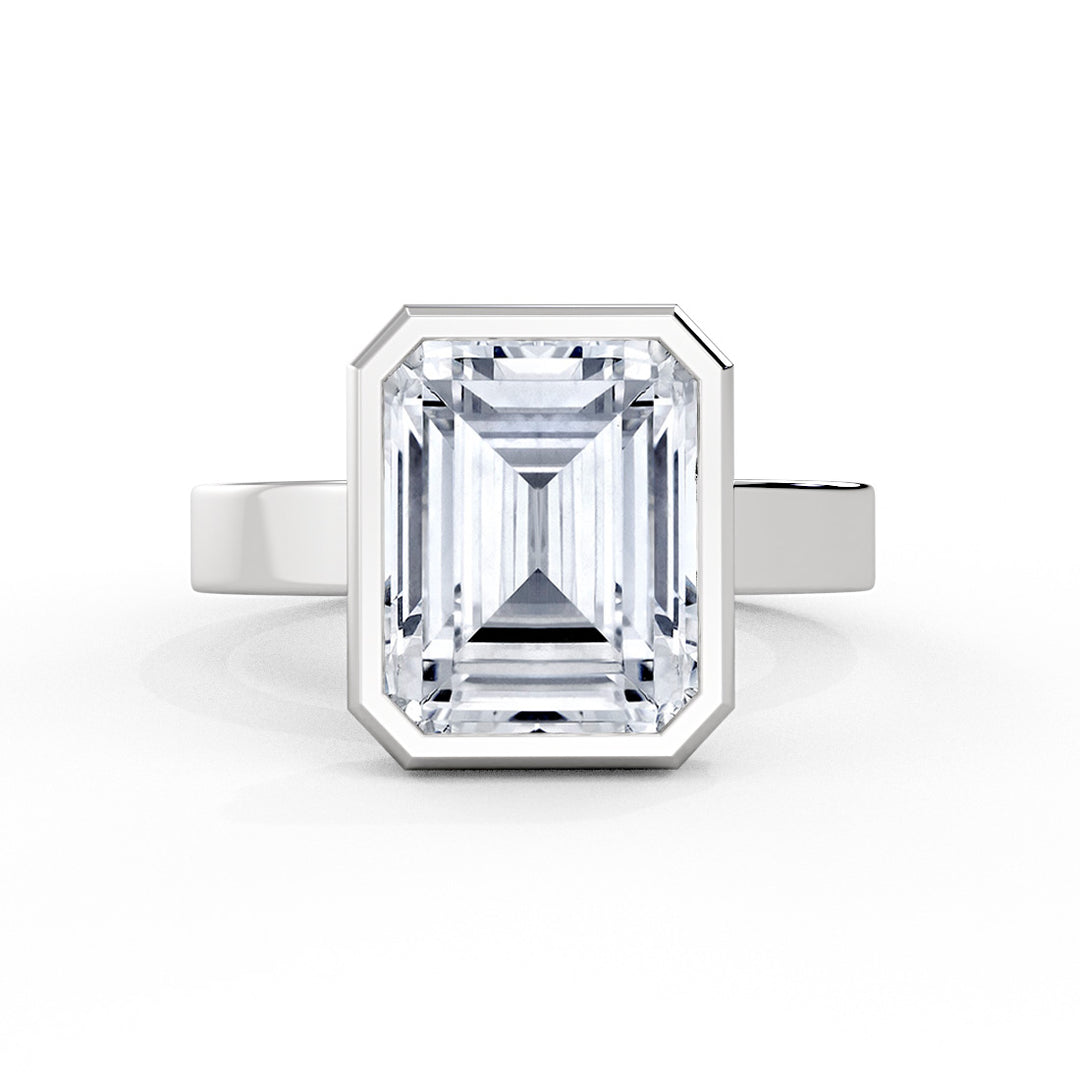 Emerald Cut Channel Baguette Hidden Halo Engagement Ring - Margeaux