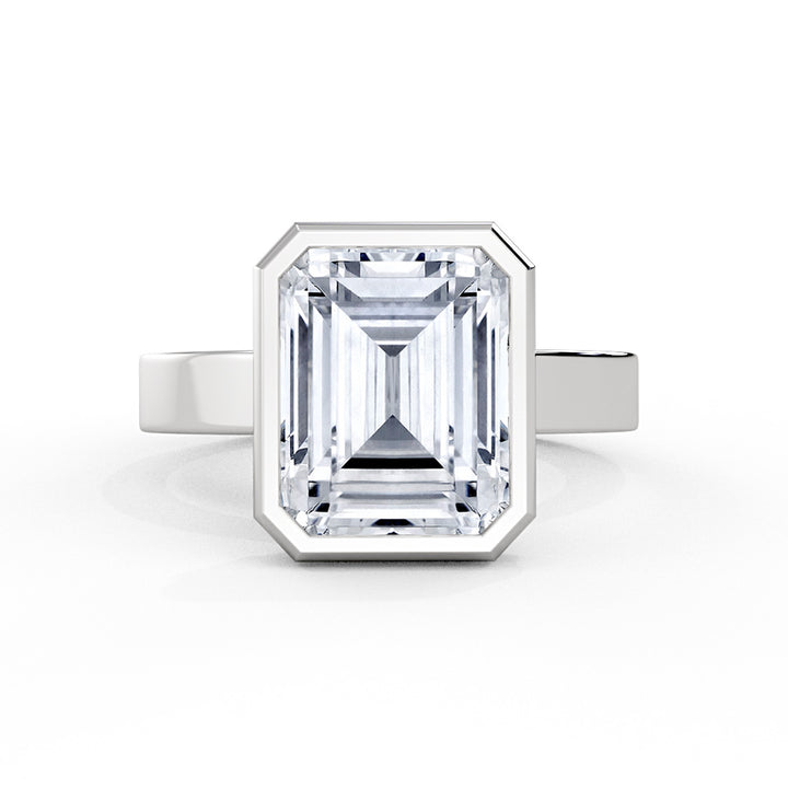 Emerald Cut Channel Baguette Hidden Halo Engagement Ring - Margeaux