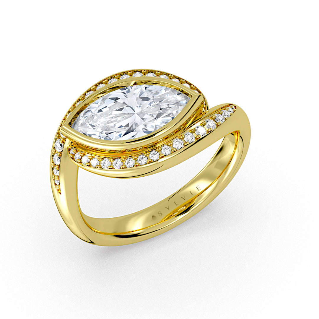 Auravie Bypass Engagement Ring with Channel Set Diamonds - Veda