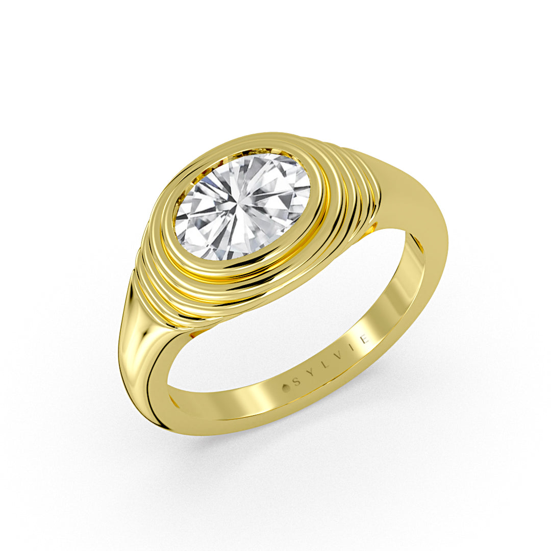 Auravie Ripple Bezel Engagement Ring - Stevie