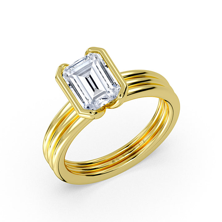 Shell Auranova Triple Band Half Bezel Solitaire Engagement Ring - Selah