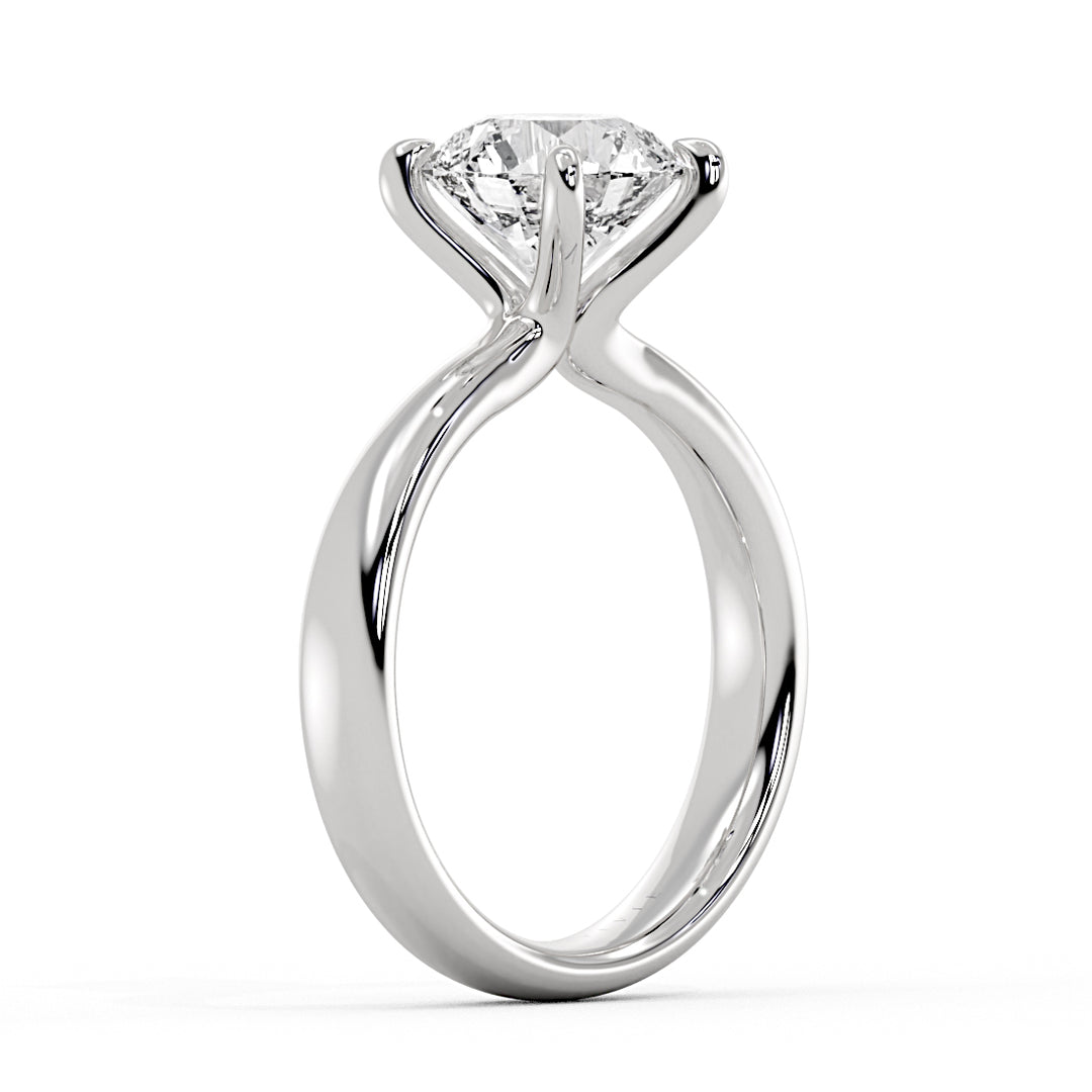 Round Cut Tapered Solitaire Engagement Ring - Gloria