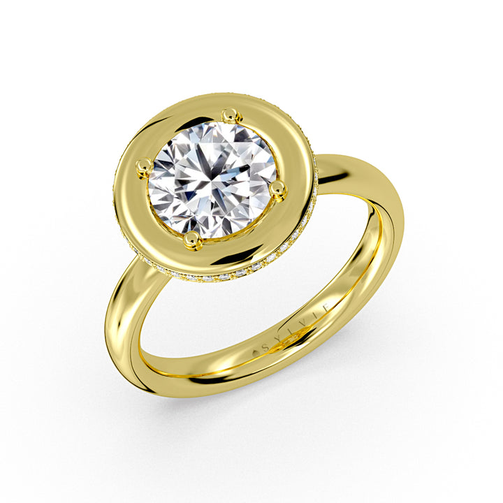Auravie Thick Bezel Engagement Ring with Hidden Halo - Minetta