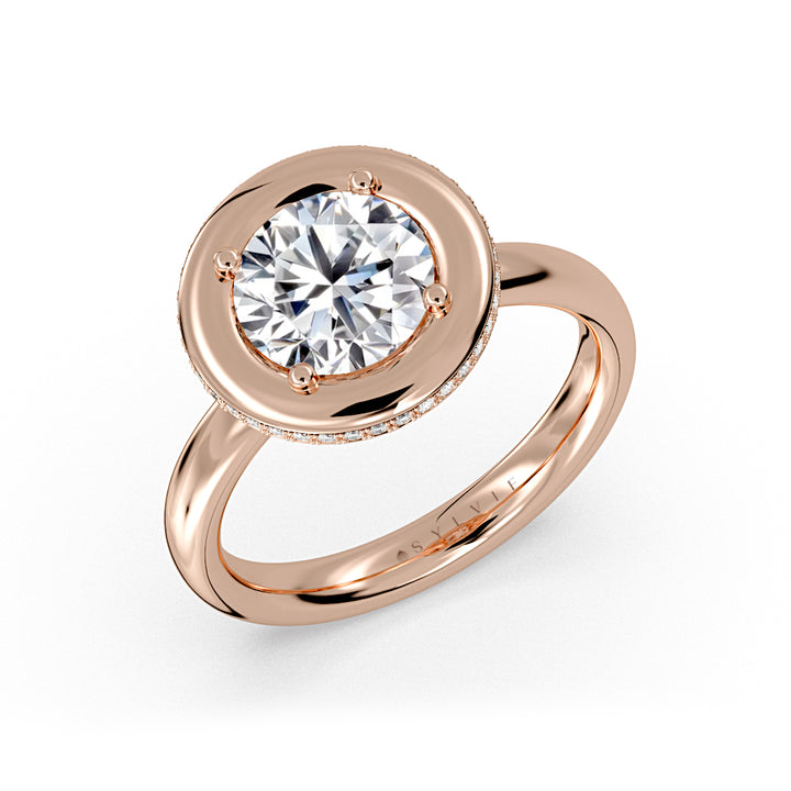 Auravie Thick Bezel Engagement Ring with Hidden Halo - Zuri
