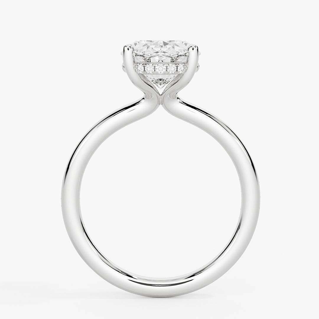 Oval Cut Solitaire Hidden Halo Engagement Ring - Malia