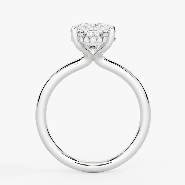 Oval Cut Solitaire Hidden Halo Engagement Ring - Malia
