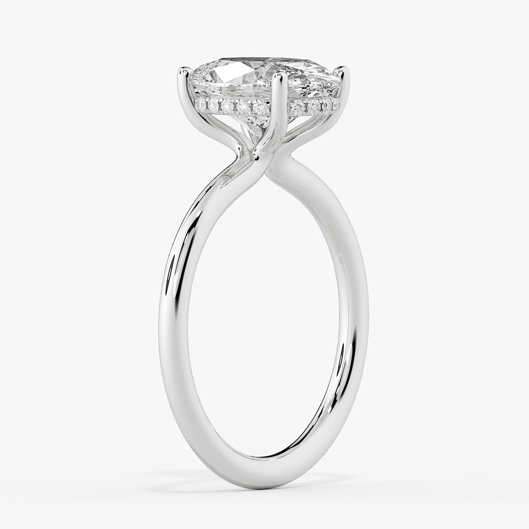 Oval Cut Solitaire Hidden Halo Engagement Ring - Malia
