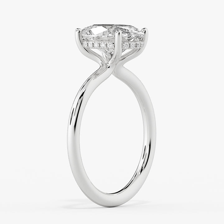 Oval Cut Solitaire Hidden Halo Engagement Ring - Malia