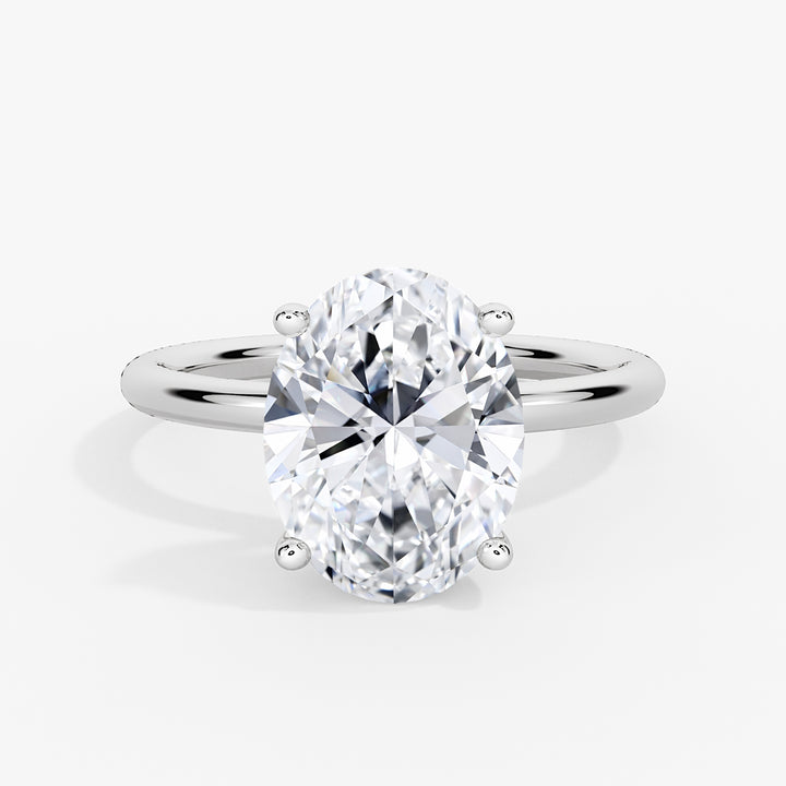 Oval Cut Solitaire Hidden Halo Engagement Ring - Malia