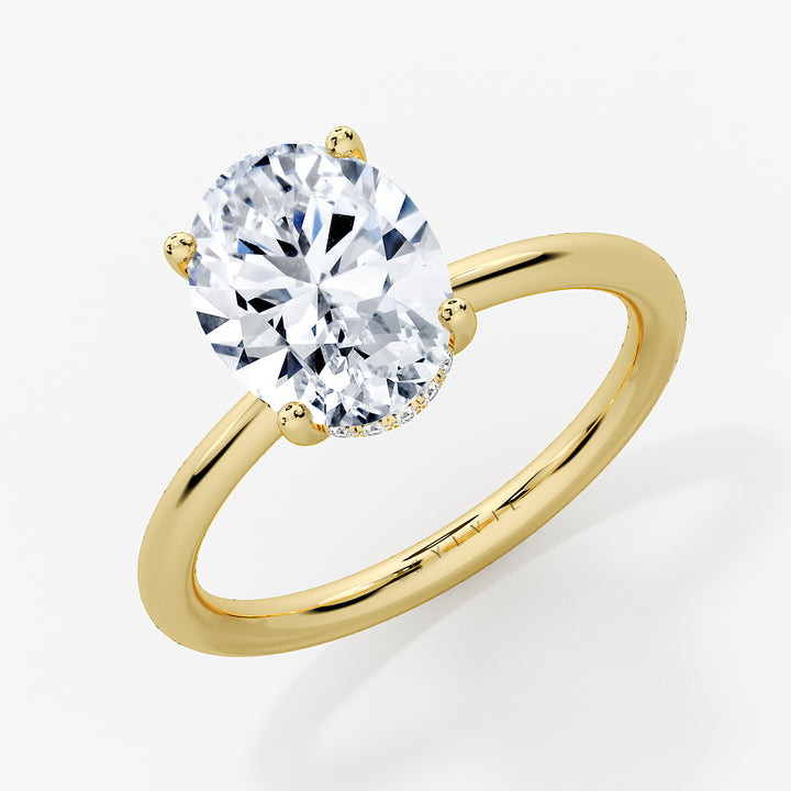 Oval Cut Solitaire Hidden Halo Engagement Ring - Malia