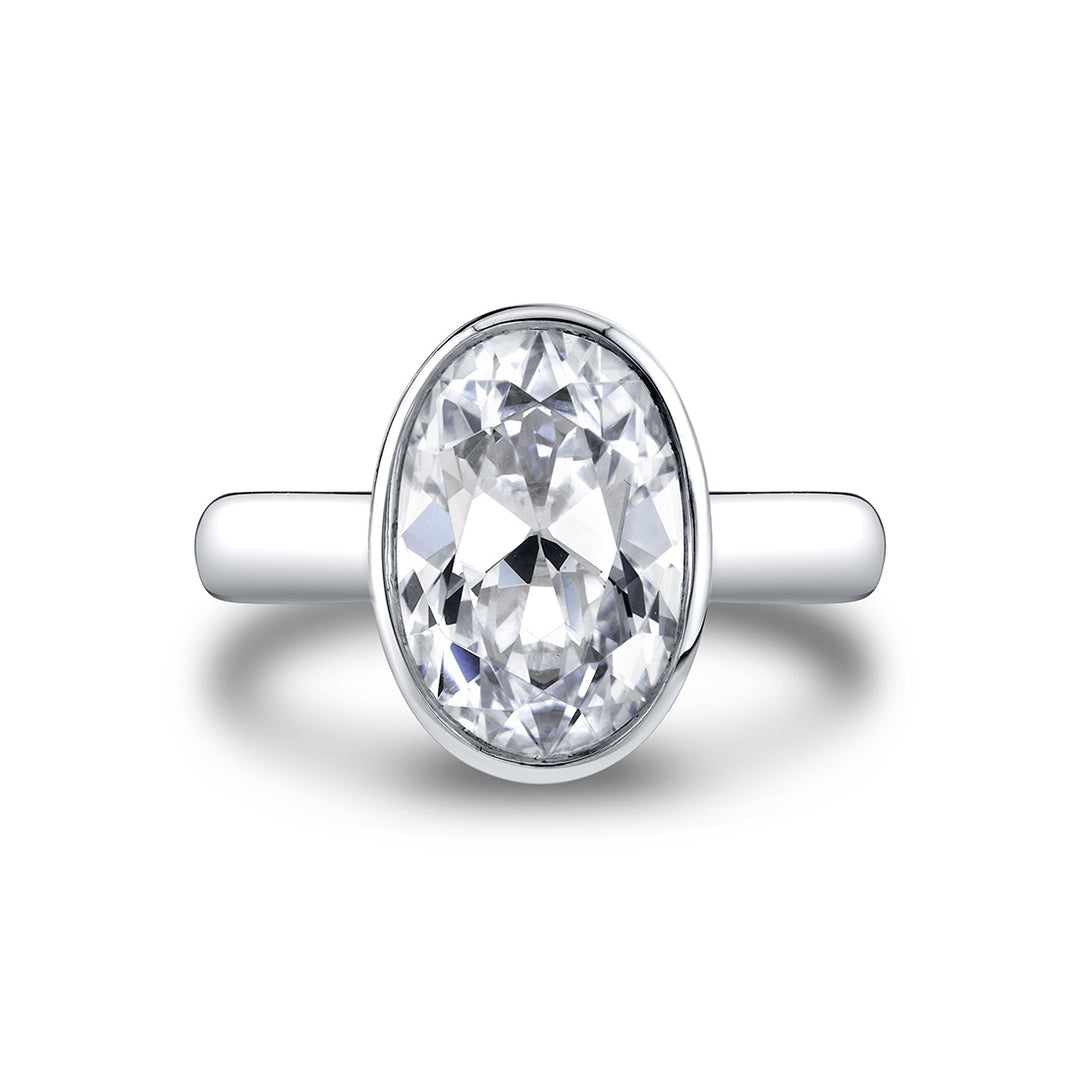 Oval Cut Bezel Solitaire Engagement Ring - Mavis