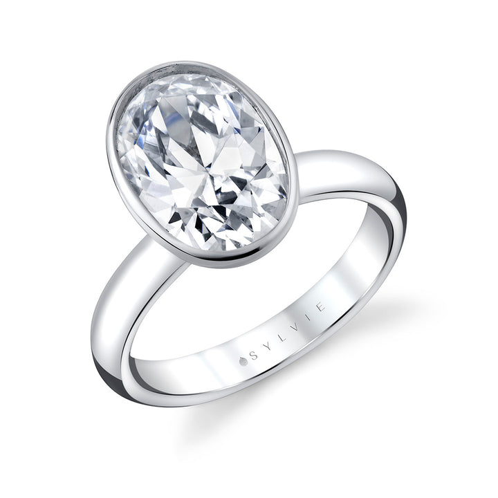 Oval Cut Bezel Solitaire Engagement Ring - Mavis
