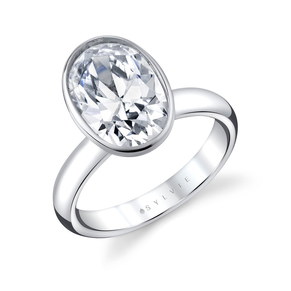 Oval Cut Bezel Solitaire Engagement Ring - Mavis