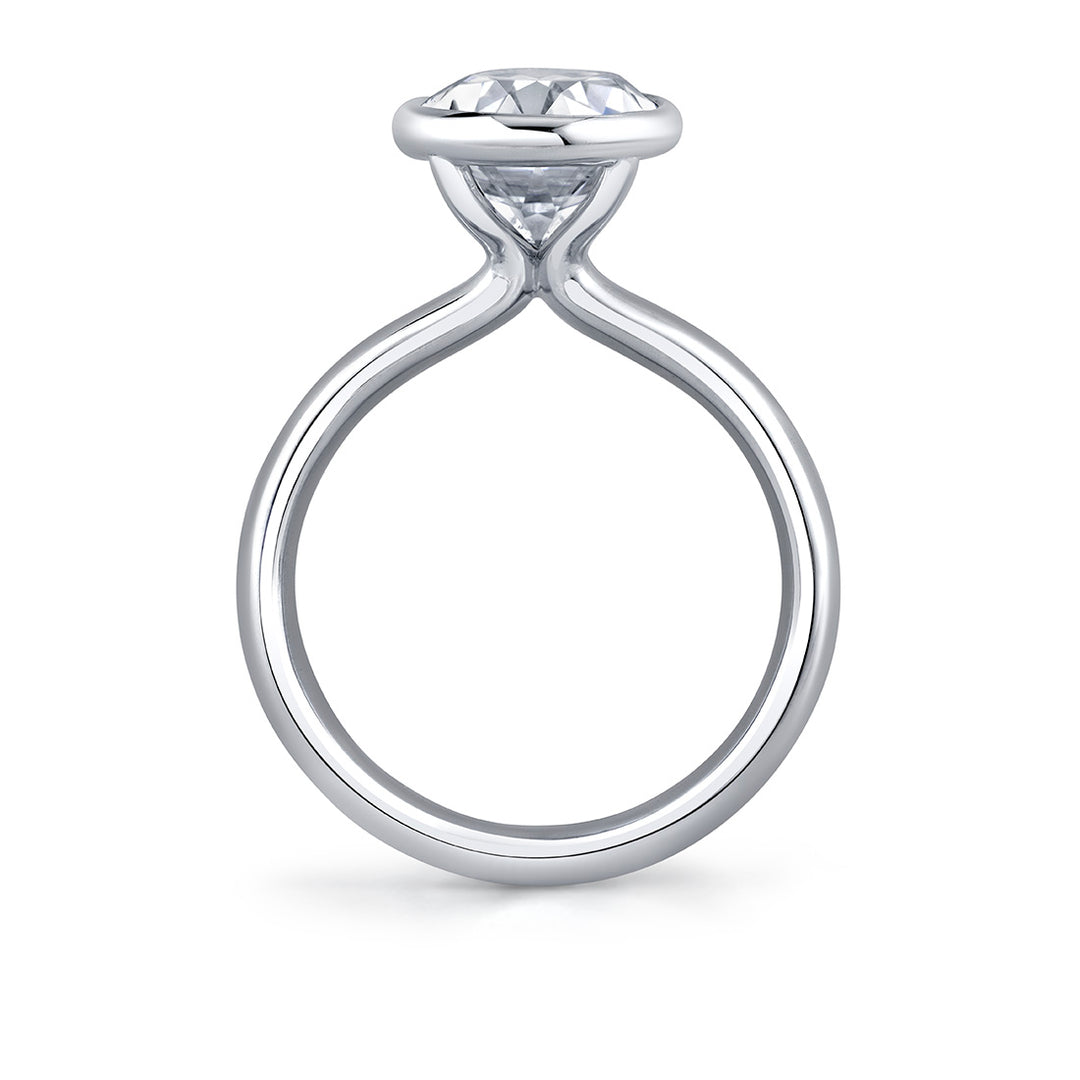 Oval Cut Bezel Solitaire Engagement Ring - Mavis
