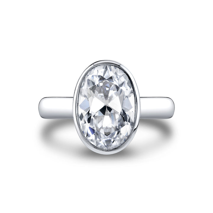 Oval Cut Bezel Solitaire Engagement Ring - Mavis