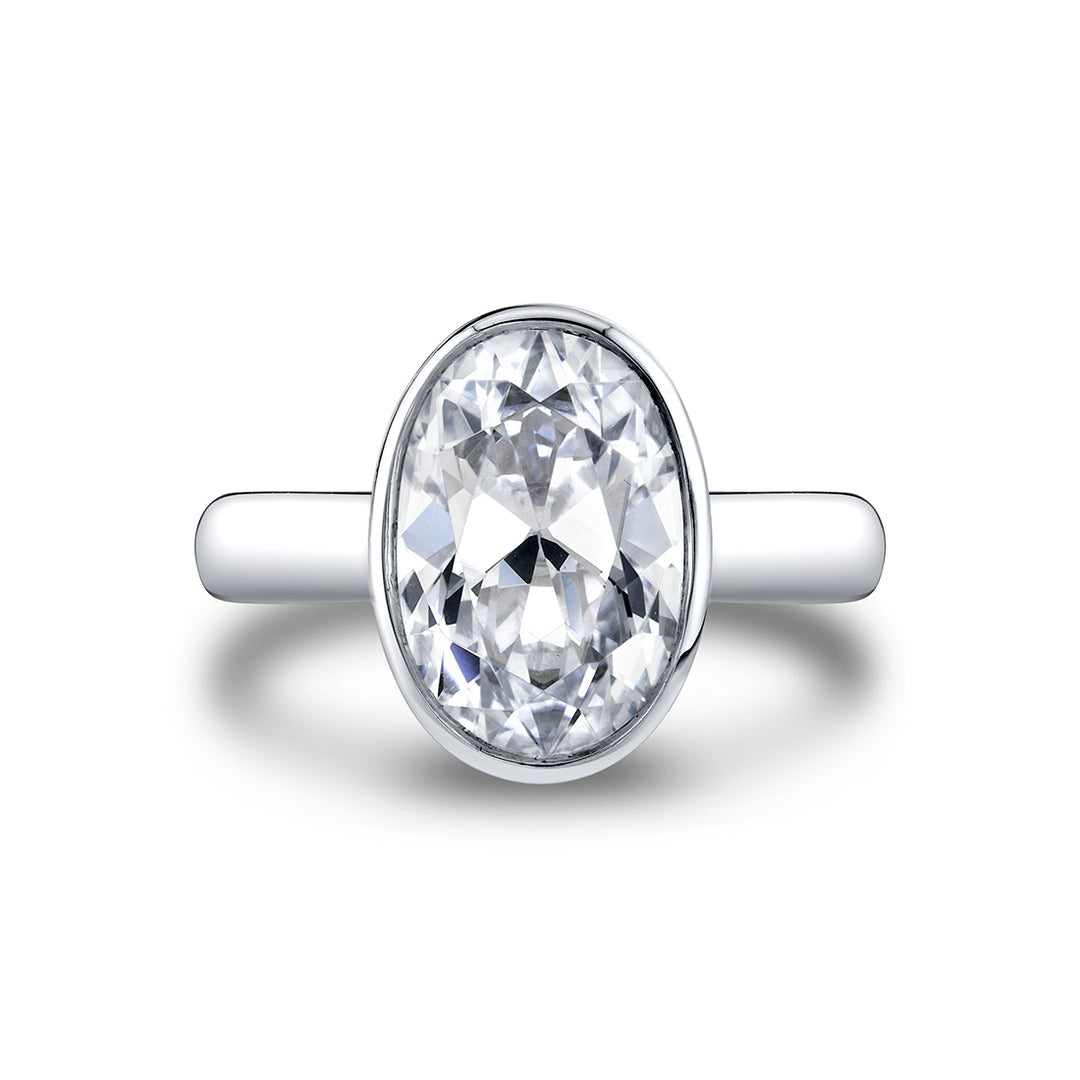 Oval Cut Bezel Solitaire Engagement Ring - Mavis