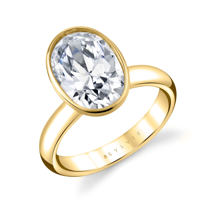 Oval Cut Bezel Solitaire Engagement Ring - Mavis
