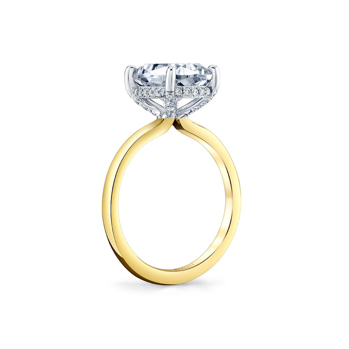 Cushion Cut Solitaire Hidden Halo Engagement Ring - Elin