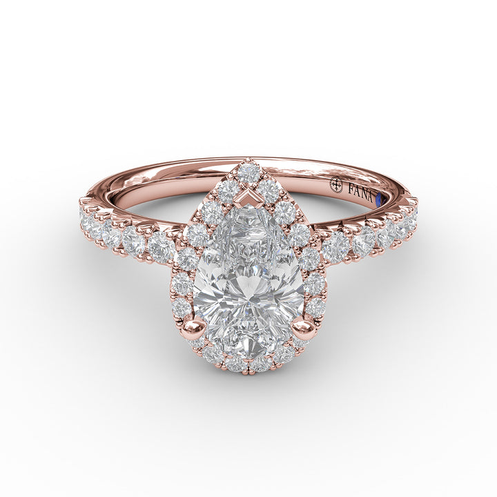 Classic Diamond Halo Engagement Ring with a Gorgeous Side Profile