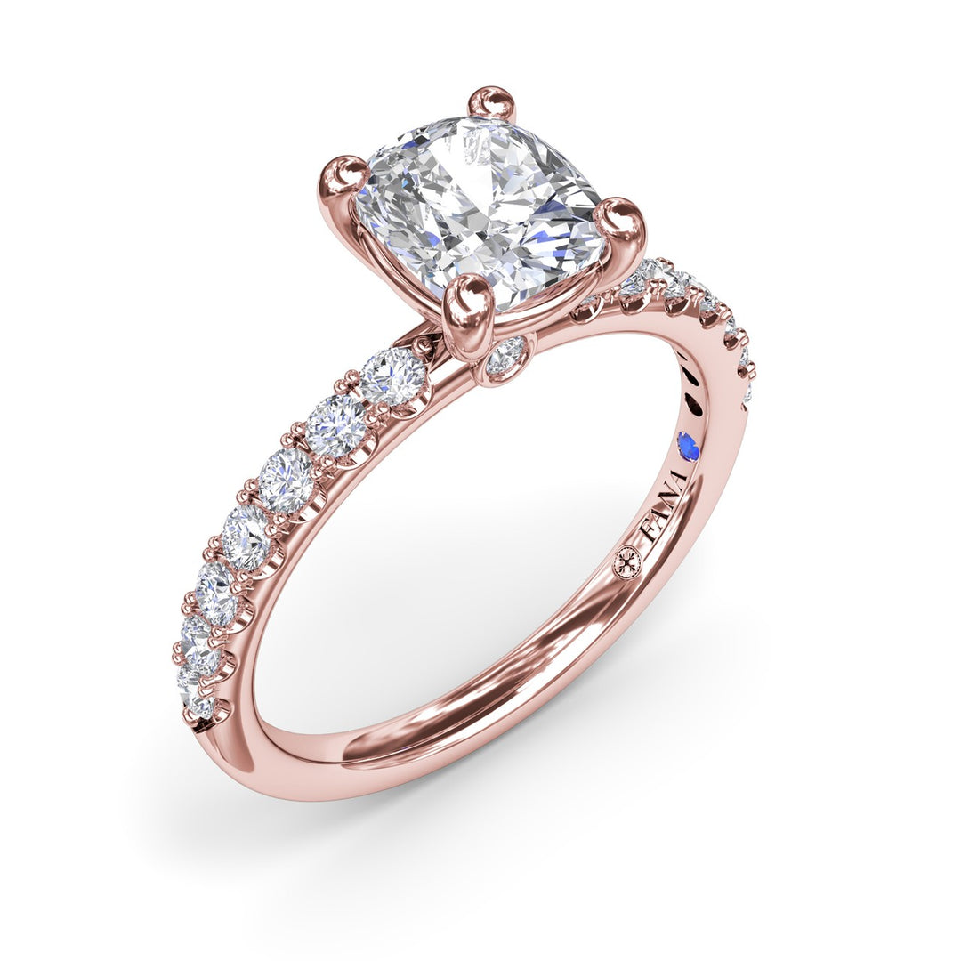 Classic Pave Cushion Cut Engagement Ring